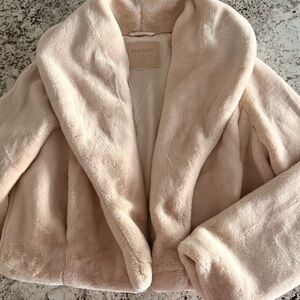 Blank NYC Plush Light Pink Faux Fur Cropped Jacket